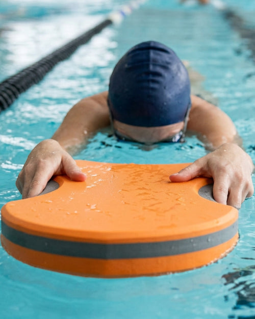 Vivod Concave-Side EVA Swimming Kickboard 46 x 30 cm Tangerine and Graphite - Lifestyle view